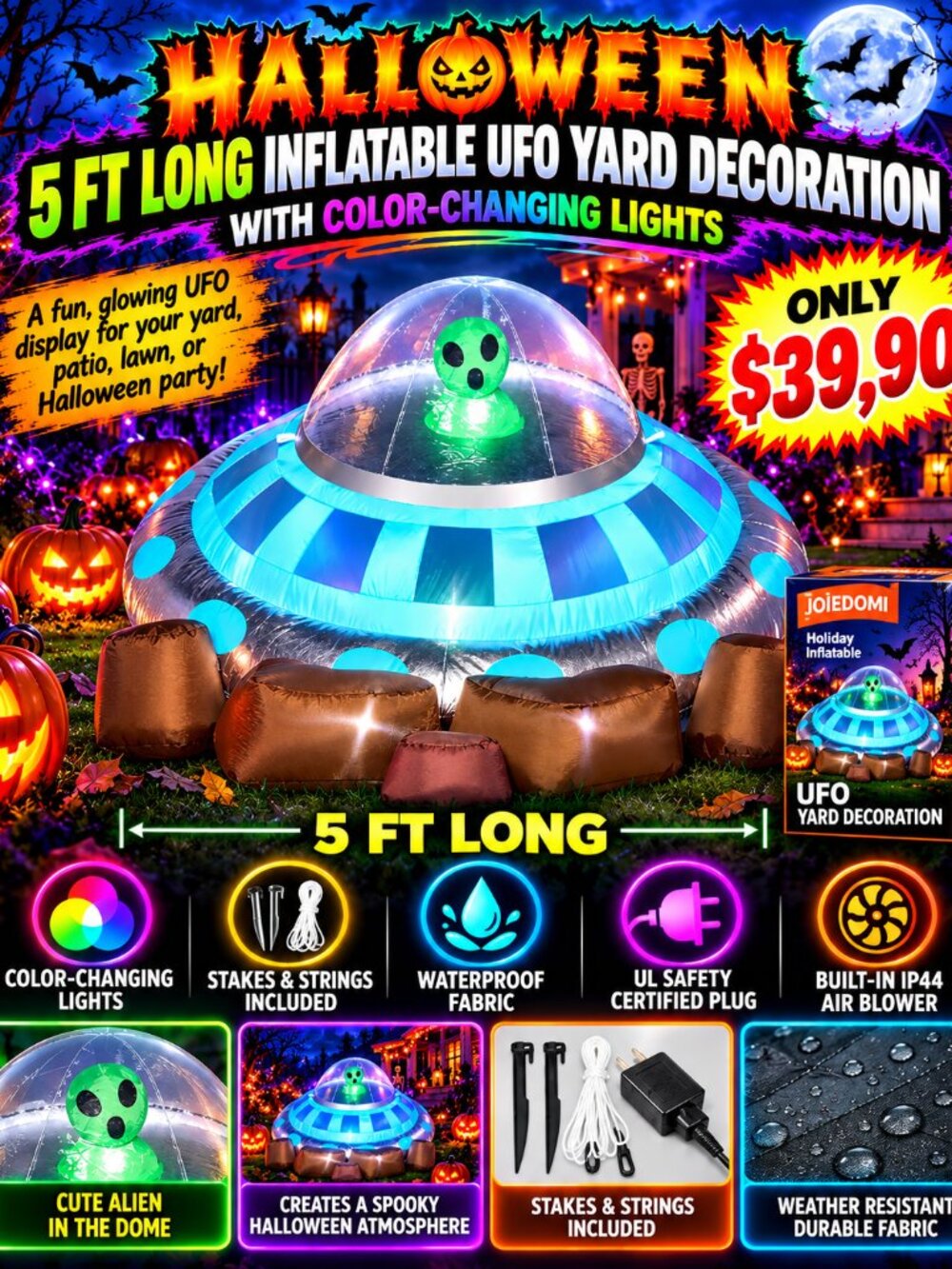 Joiedomi 5ft Long Inflatable Halloween Decoration